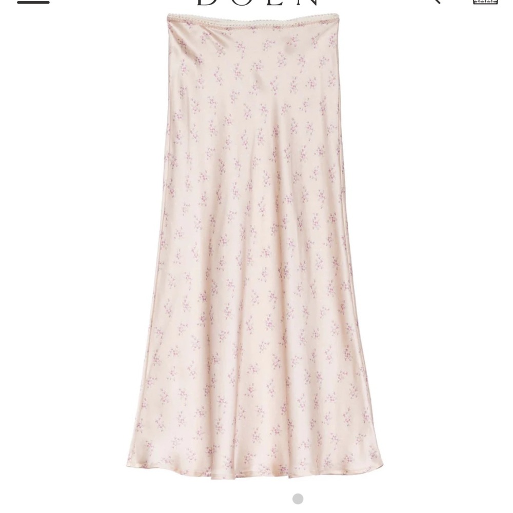 Dôen Elowen Silk Midi Skirt in Rose Hillside Floral Small